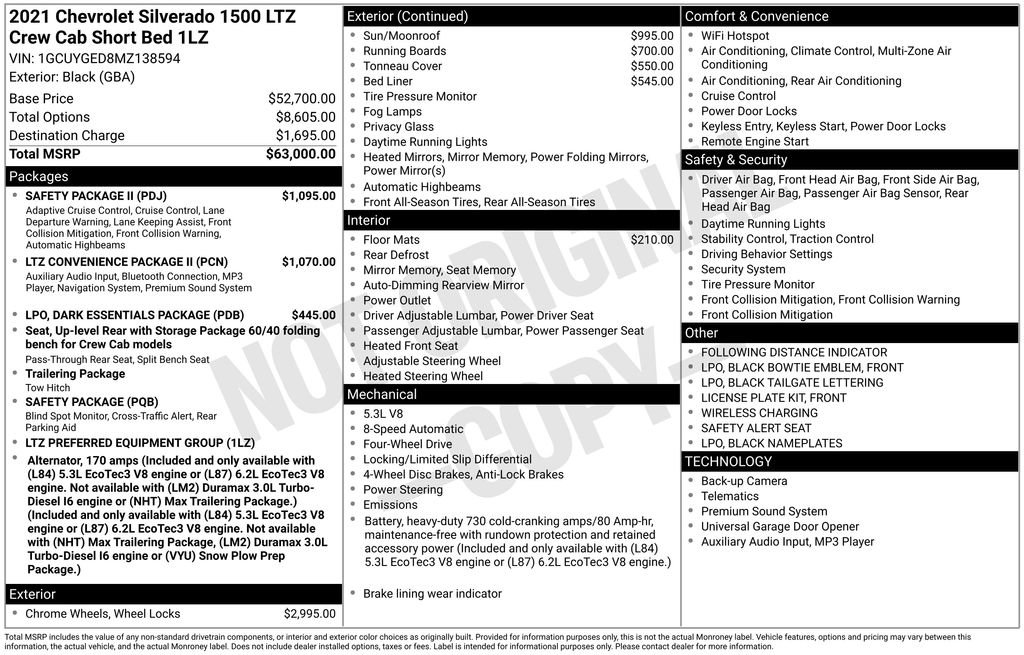 Used 2021 Chevrolet Silverado 1500 LTZ w/ Safety Package II image 4