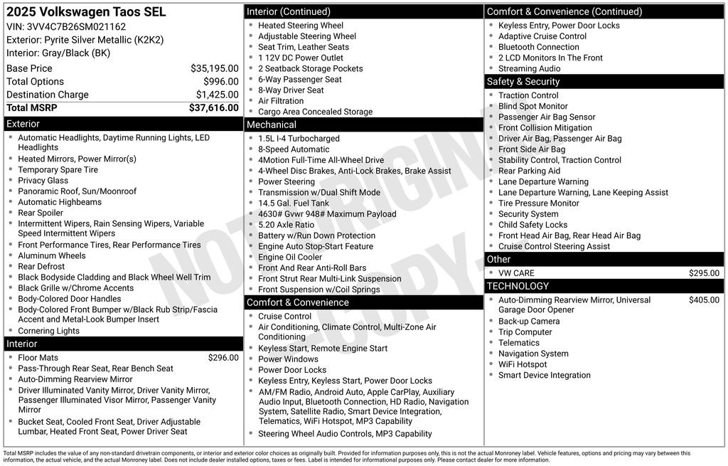 Used 2025 Volkswagen Taos SEL image 7