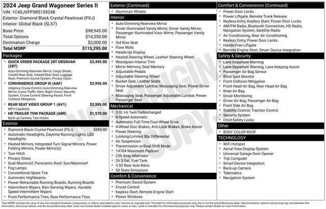 New 2024 Jeep Grand Wagoneer Series II w/ Quick Order Packagew 28T image 4