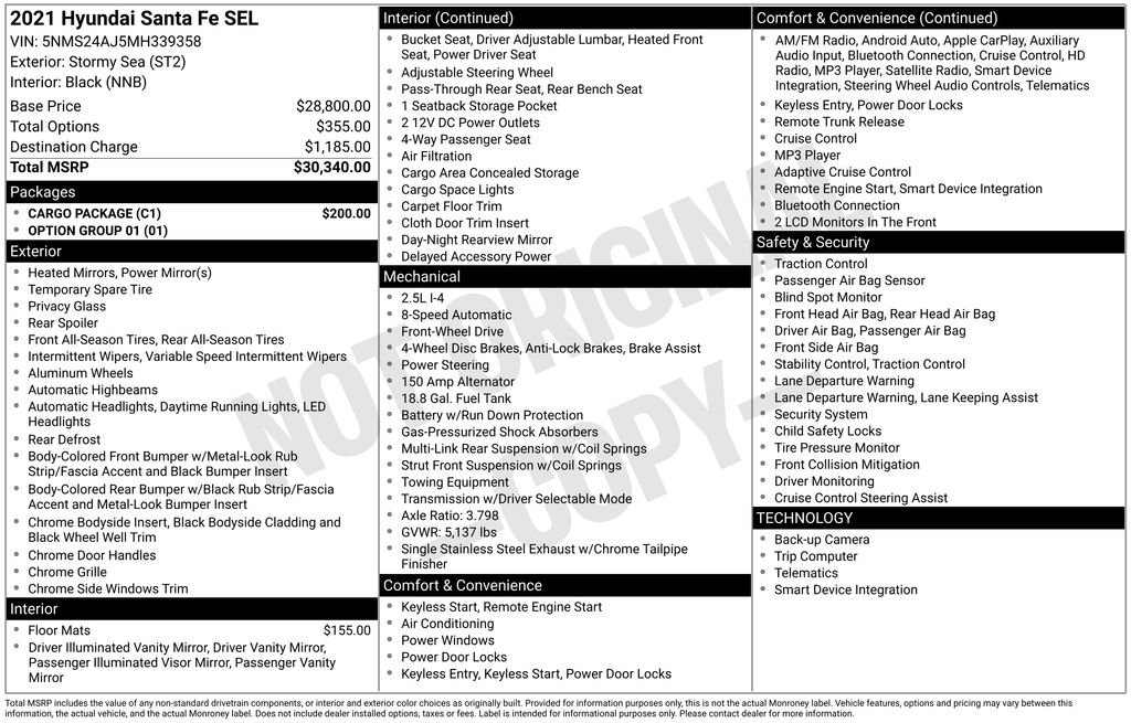 Used 2021 Hyundai Santa Fe SEL w/ Cargo Package image 4