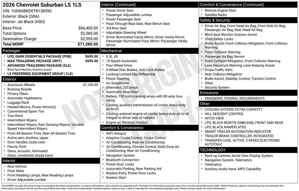 New 2026 Chevrolet Suburban LS w/ LPO, Dark Essentials Package image 26