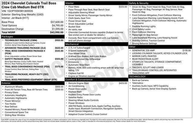 Certified 2024 Chevrolet Colorado Trail Boss w/ Technology Package AWD/4WD image 7