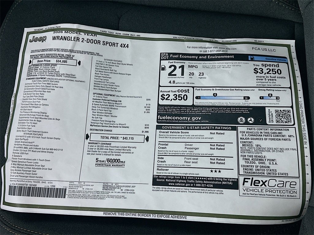 New 2026 Jeep Wrangler Sport image 20
