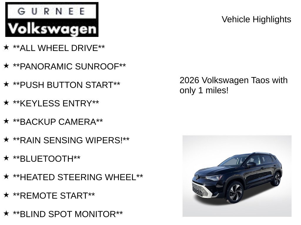 New 2026 Volkswagen Taos SE AWD/4WD image 8