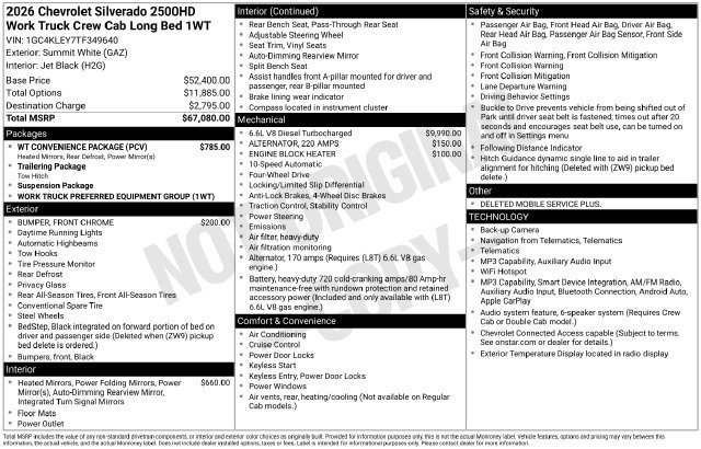 New 2026 Chevrolet Silverado 2500 W/T w/ WT Convenience Package AWD/4WD image 4