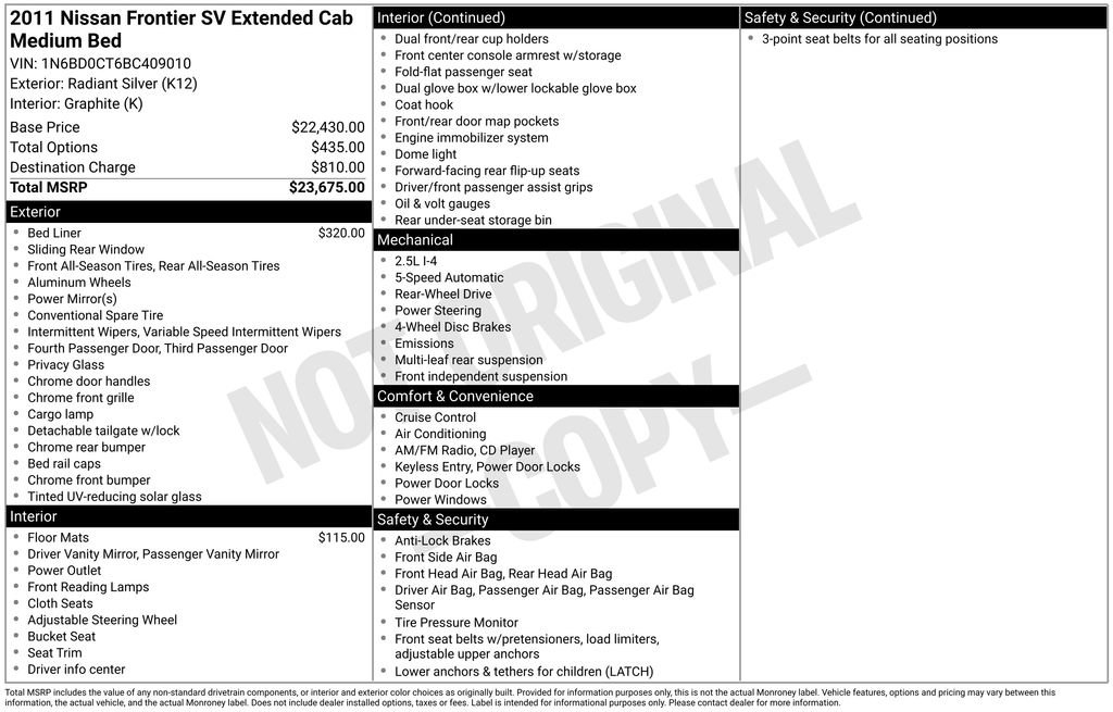 Used 2011 Nissan Frontier SV image 6