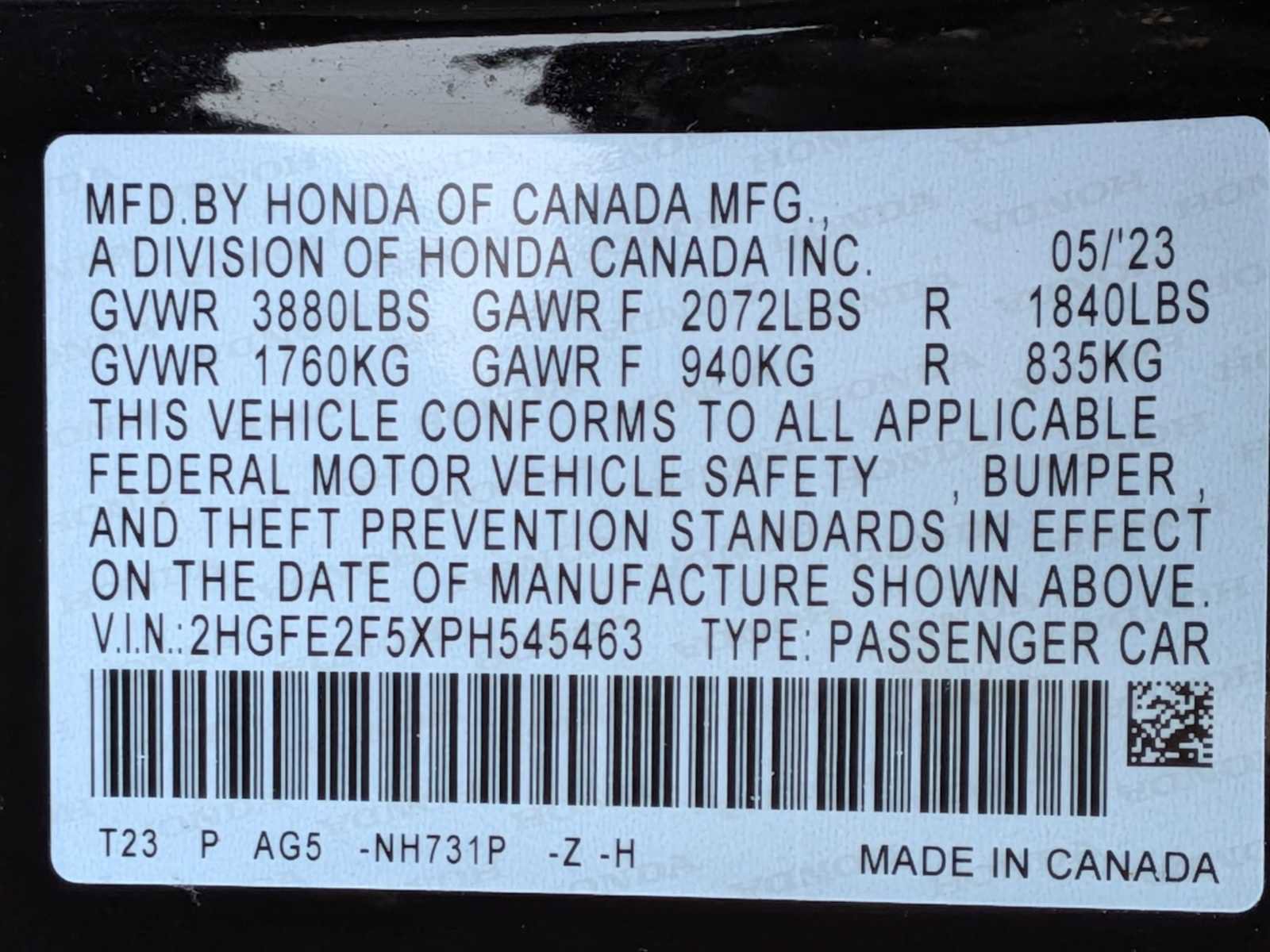 Certified 2023 Honda Civic Sport image 31
