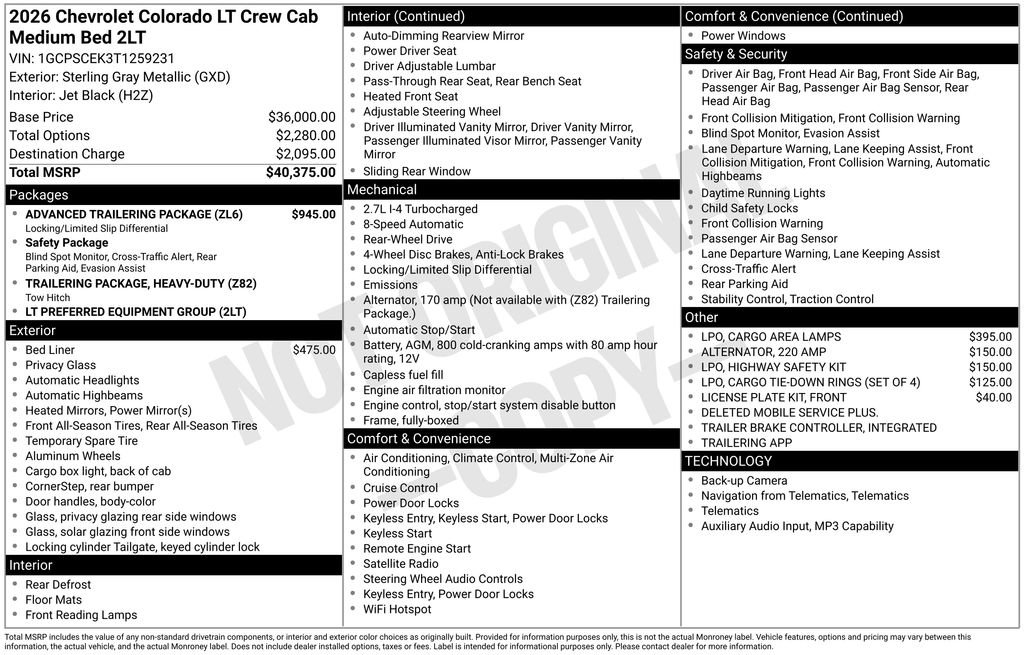 Certified 2026 Chevrolet Colorado LT w/ Advanced Trailering Package RWD image 32