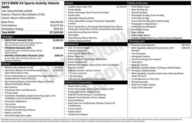 Used 2019 BMW X4 M40i w/ Executive Package image 48