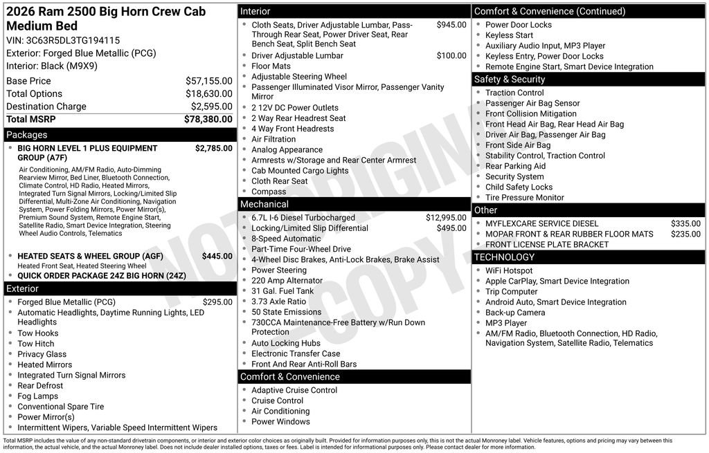 New 2026 RAM 2500 Big Horn AWD/4WD image 6
