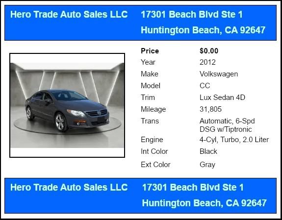 Used 2012 Volkswagen CC Lux Limited FWD image 11