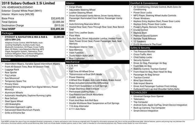 Used 2018 Subaru Outback 2.5i Limited image 39