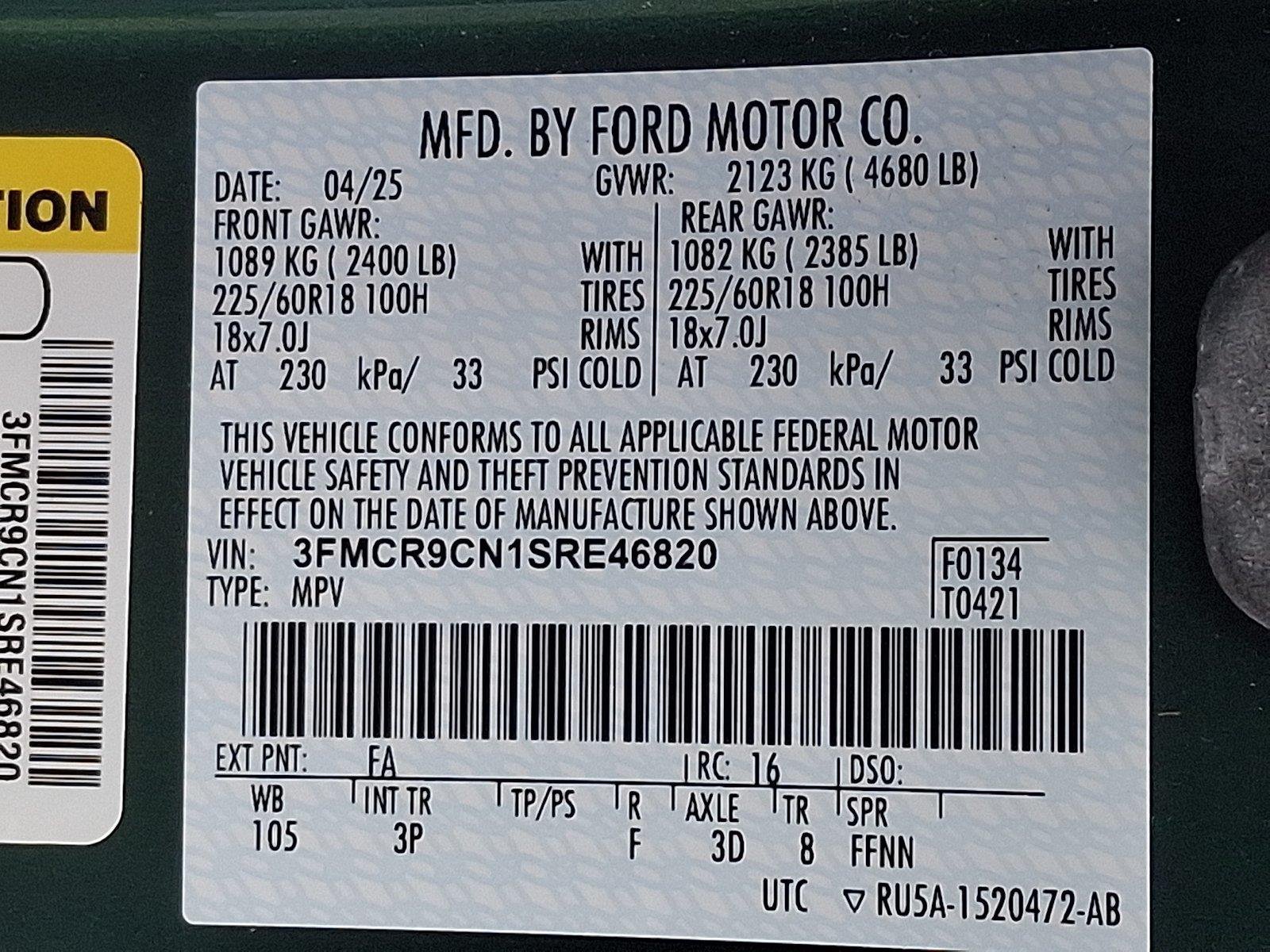 Used 2025 Ford Bronco Sport Outer Banks w/ Outer Banks Tech Package+ AWD/4WD image 27