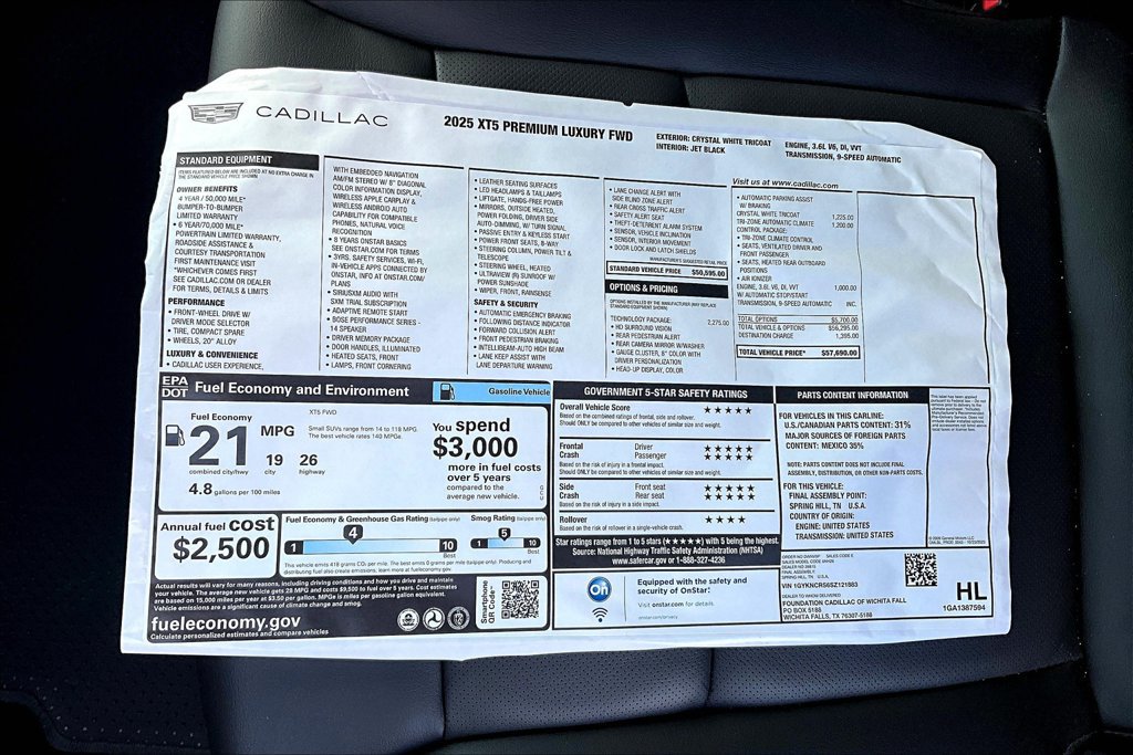 New 2025 Cadillac XT5 Premium Luxury w/ Technology Package FWD image 14