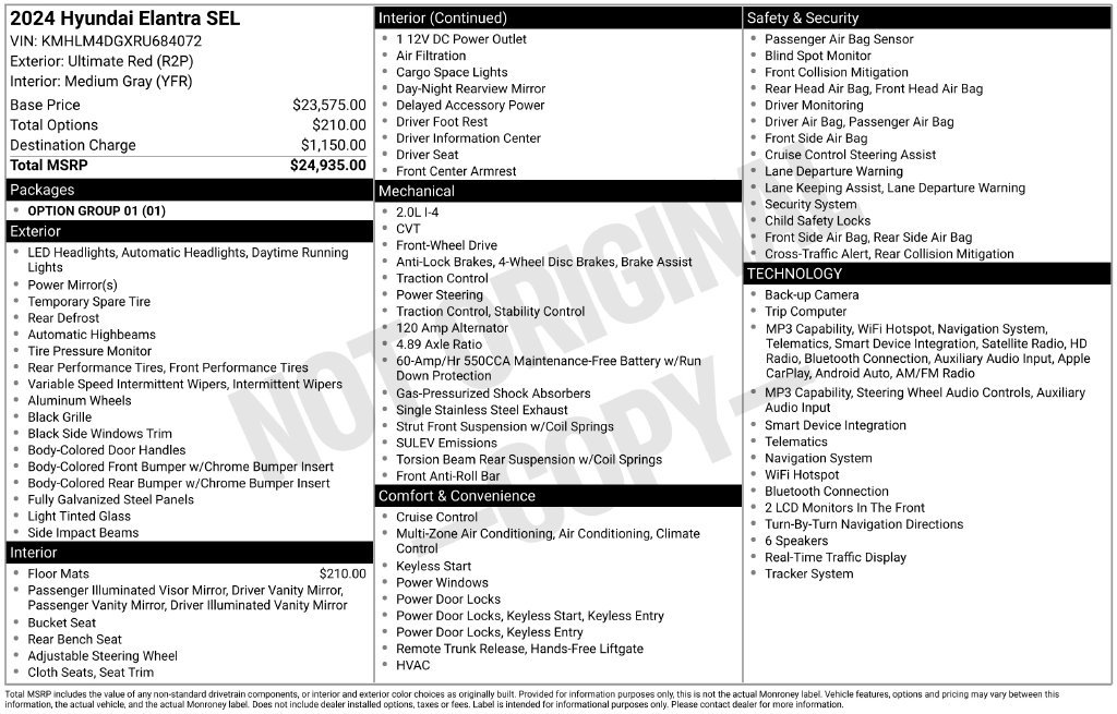 Certified 2024 Hyundai Elantra SEL FWD image 7