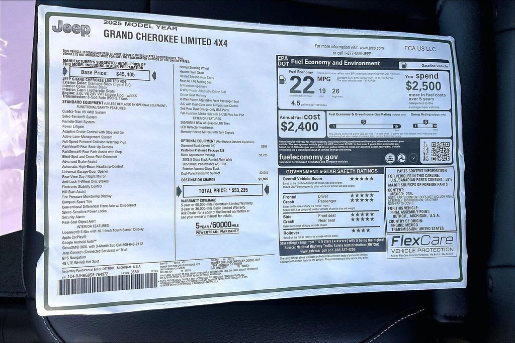 New 2025 Jeep Grand Cherokee Limited w/ Black Appearance Package image 14