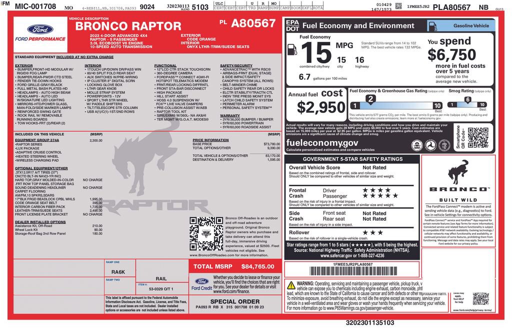 Used 2023 Ford Bronco Raptor AWD/4WD image 3