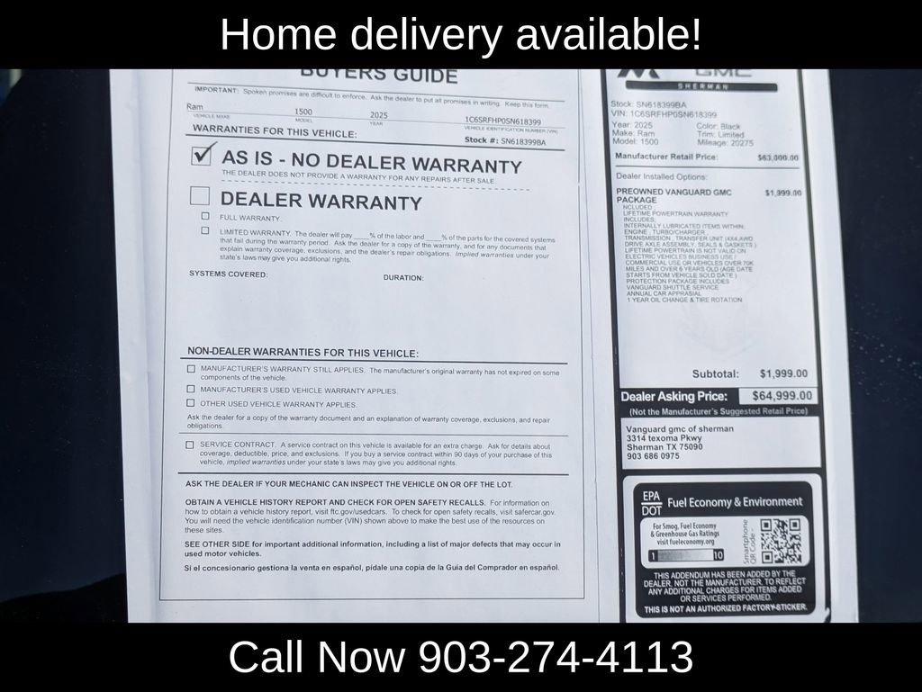 Used 2025 RAM 1500 Limited w/ Body Color Bumper Group image 44