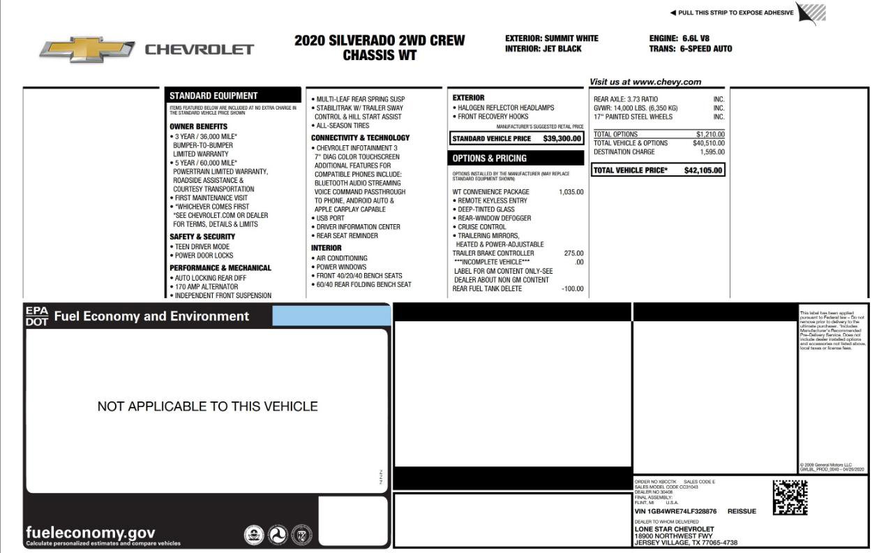 Used 2020 Chevrolet Silverado 3500 W/T w/ WT Convenience Package image 4