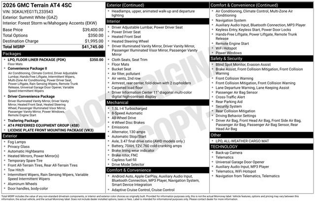 New 2026 GMC Terrain AT4 w/ LPO, Floor Liner Package AWD/4WD image 26