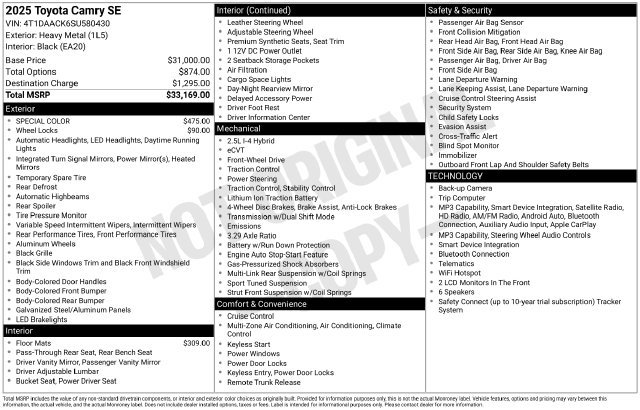 Certified 2025 Toyota Camry SE FWD image 33