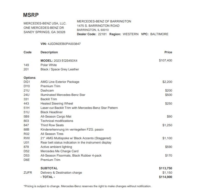 Used 2023 Mercedes-Benz EQS 450+ 4MATIC SUV image 2