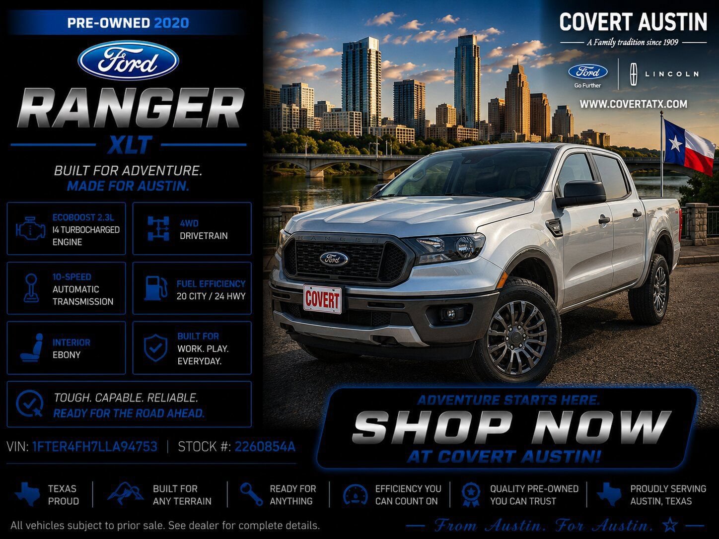 Certified 2020 Ford Ranger XLT w/ Equipment Group 301A Mid AWD/4WD image 1