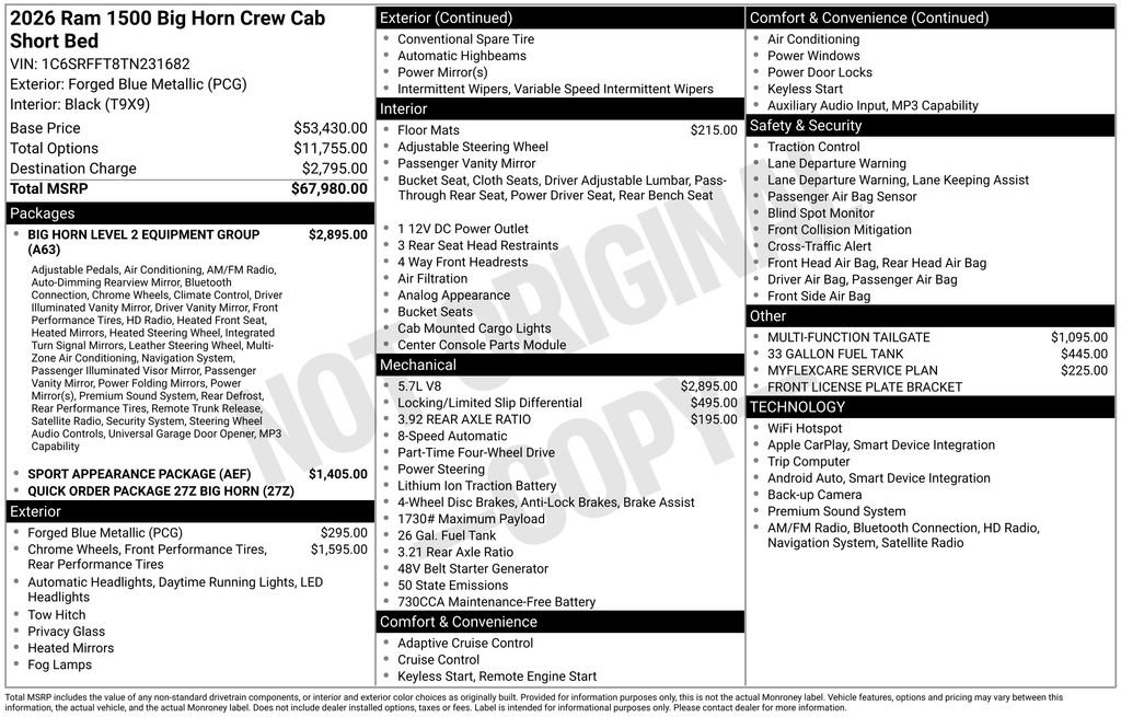 New 2026 RAM 1500 Big Horn AWD/4WD image 3