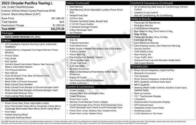 Used 2023 Chrysler Pacifica Touring-L FWD image 34