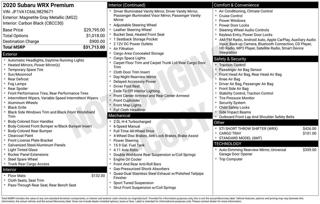 Used 2020 Subaru WRX Premium image 36