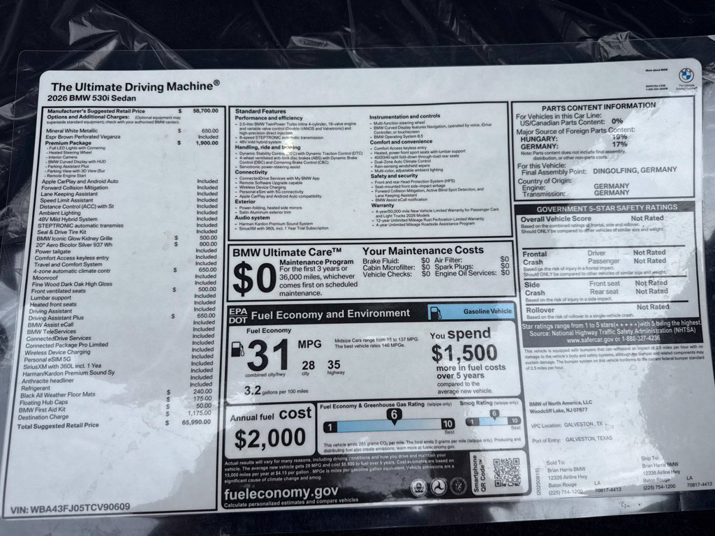 Certified 2026 BMW 530i w/ Premium Package RWD image 26