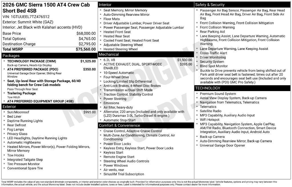 New 2026 GMC Sierra 1500 AT4 w/ Technology Package AWD/4WD image 4