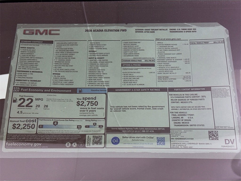 New 2026 GMC Acadia Elevation w/ Black Edition image 20