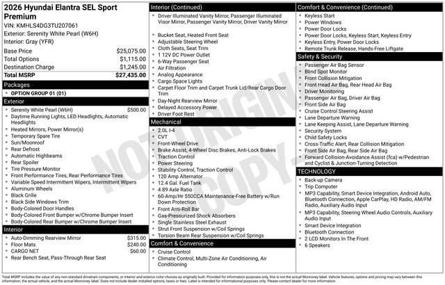 New 2026 Hyundai Elantra SEL Sport Premium FWD image 41
