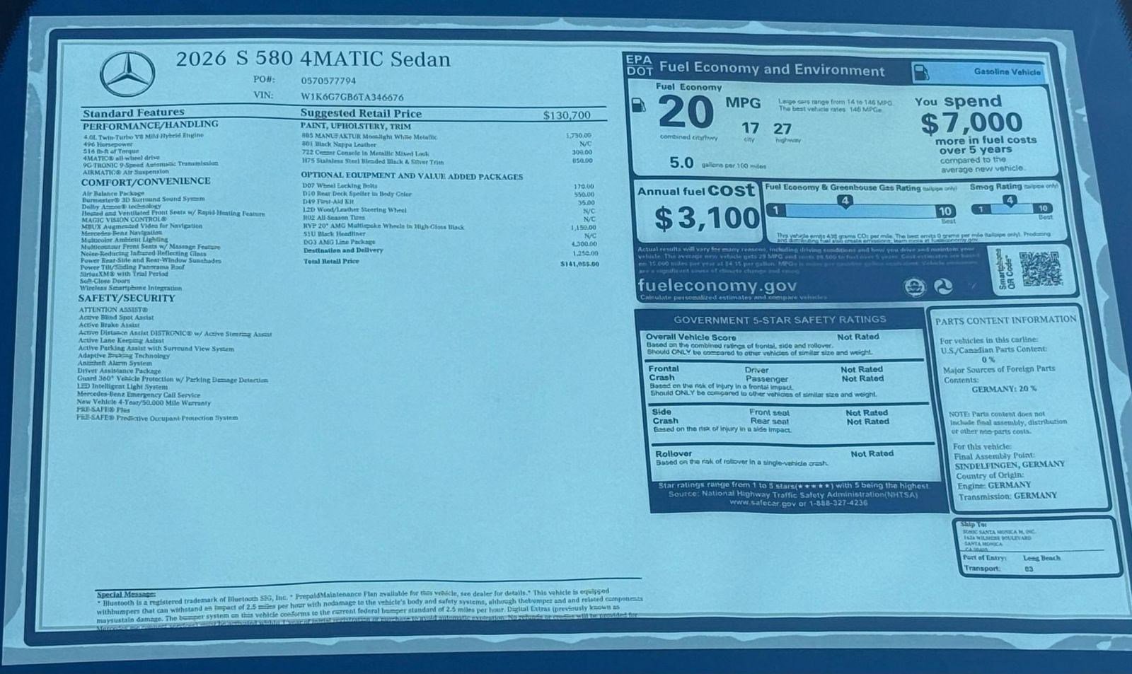 New 2026 Mercedes-Benz S 580 4MATIC Sedan image 33