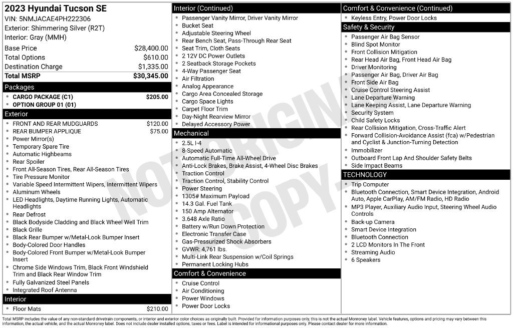 Certified 2023 Hyundai Tucson SE w/ Cargo Package AWD/4WD image 30