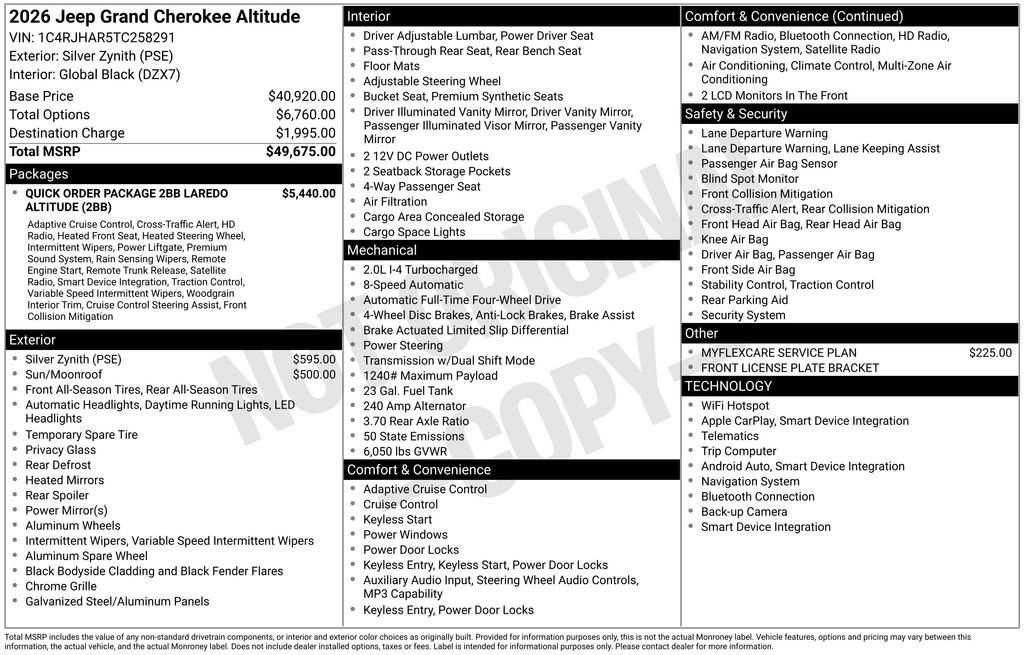 New 2026 Jeep Grand Cherokee Altitude AWD/4WD image 37