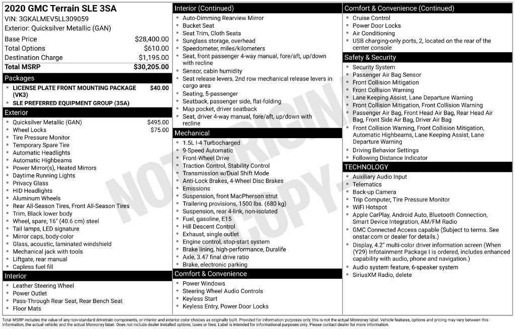 Certified 2020 GMC Terrain SLE FWD image 4