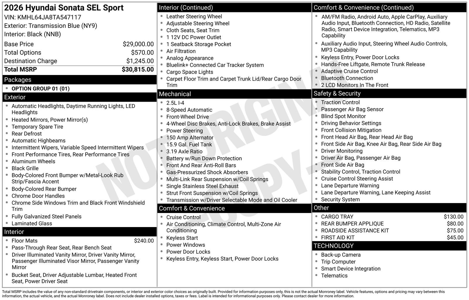 New 2026 Hyundai Sonata SEL image 8