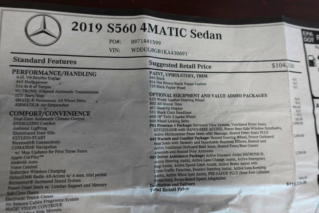 Used 2019 Mercedes-Benz S 560 4MATIC Sedan w/ Premium Package image 22
