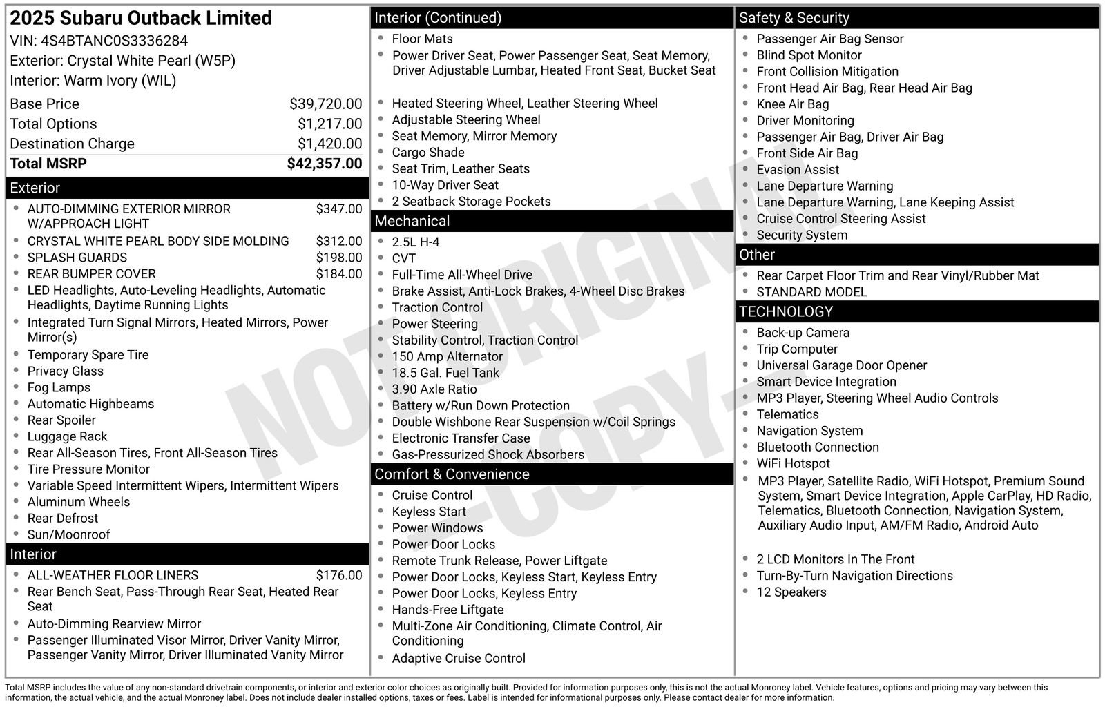 Certified 2025 Subaru Outback Limited AWD/4WD image 33
