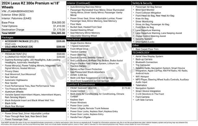 Used 2024 Lexus RZ 300e Premium w/ Accessory Package (Z1) FWD image 33