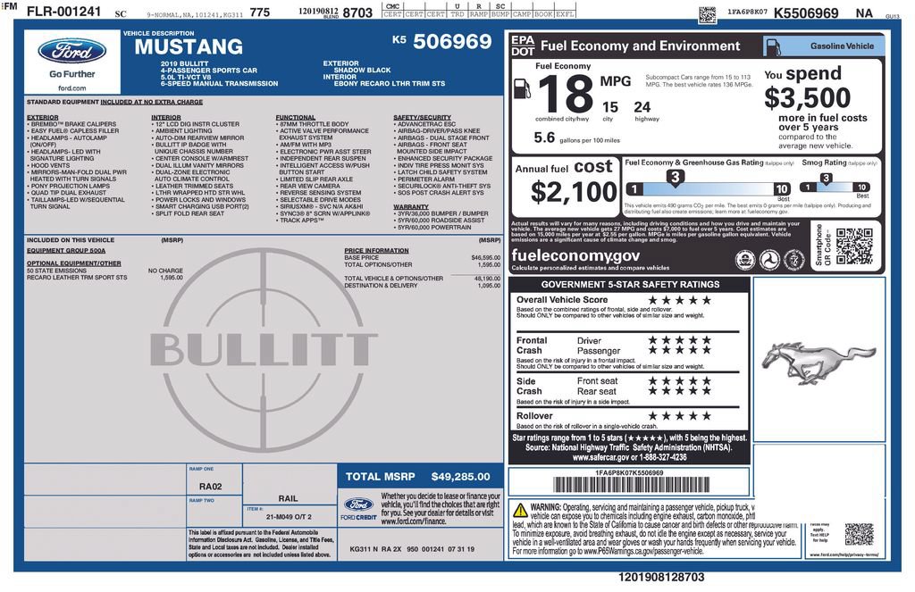 Certified 2019 Ford Mustang Bullitt RWD image 4