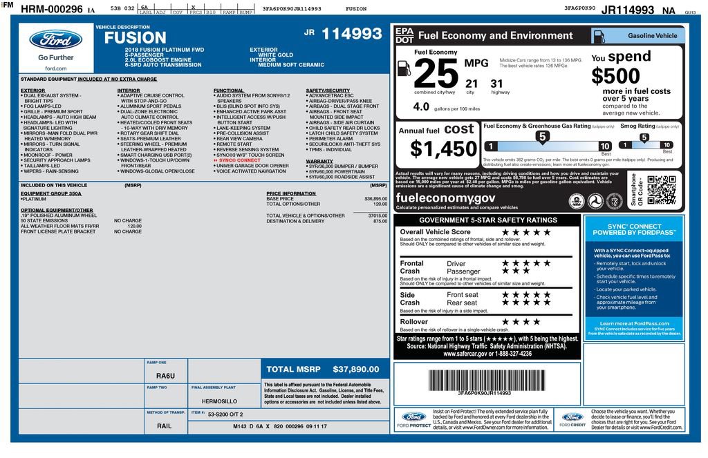 Used 2018 Ford Fusion Platinum FWD image 10
