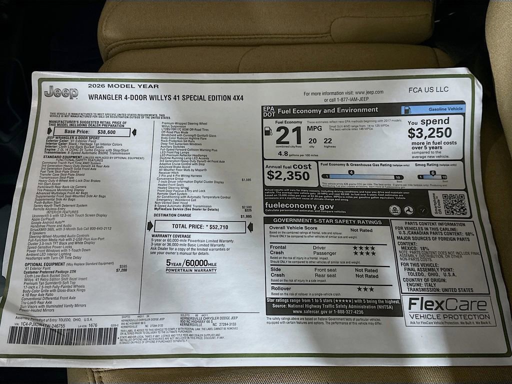 New 2026 Jeep Wrangler Unlimited Sport image 21