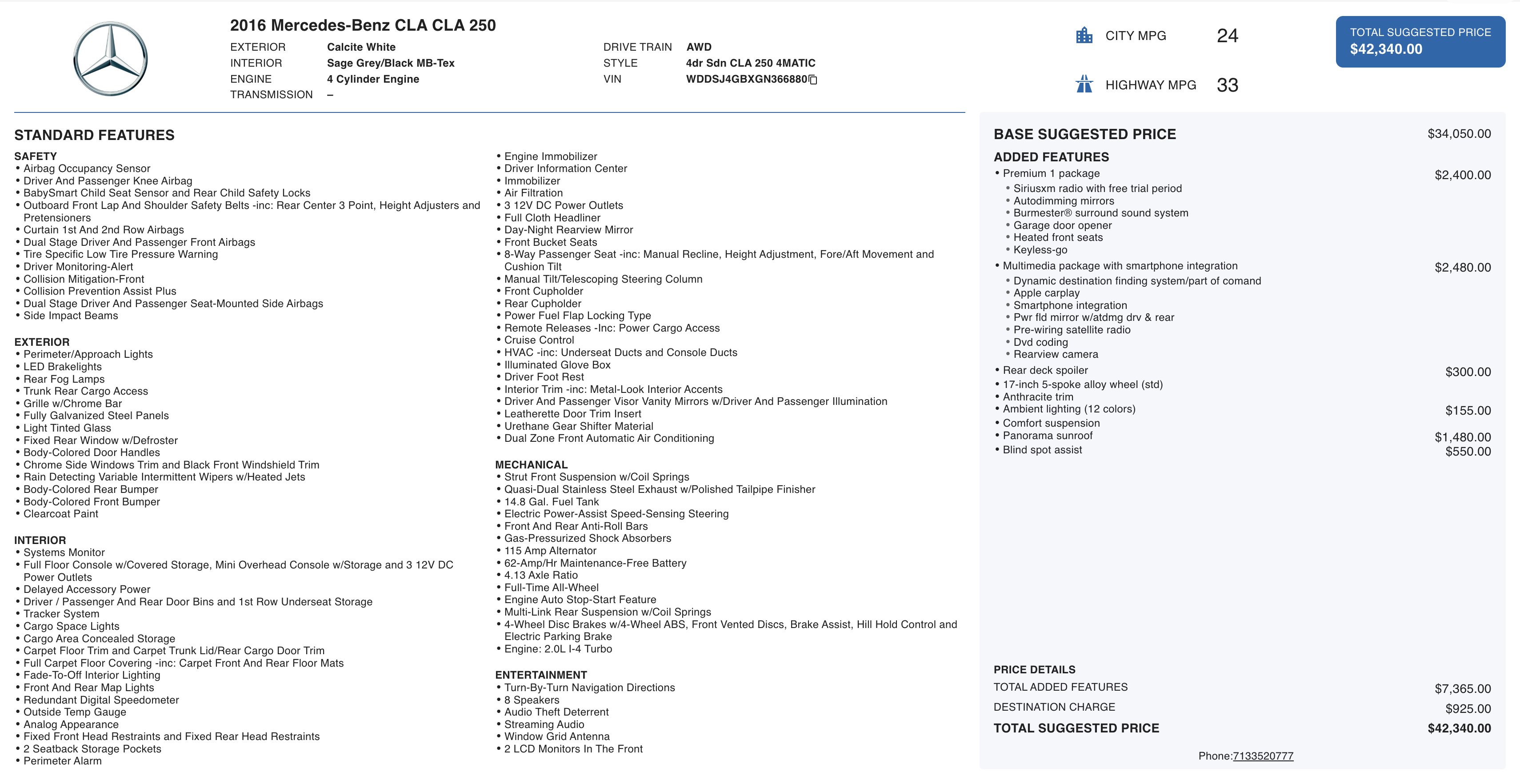 Used 2016 Mercedes-Benz CLA 250 4MATIC w/ Premium 1 Package image 2