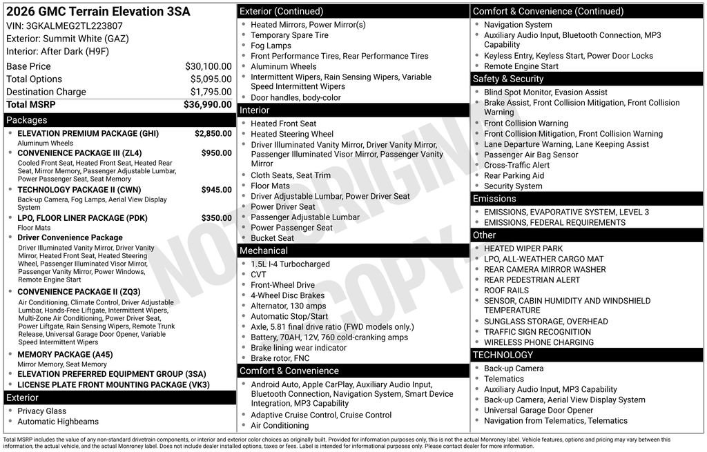 New 2026 GMC Terrain Elevation w/ Elevation Premium Package image 6