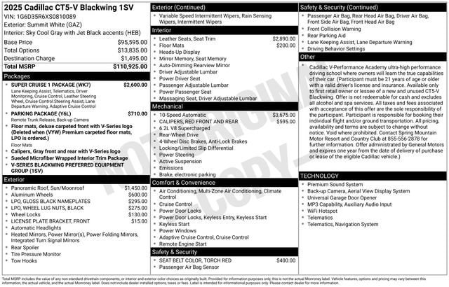 Certified 2025 Cadillac CT5 V Blackwing w/ Super Cruise 1 Package RWD image 34