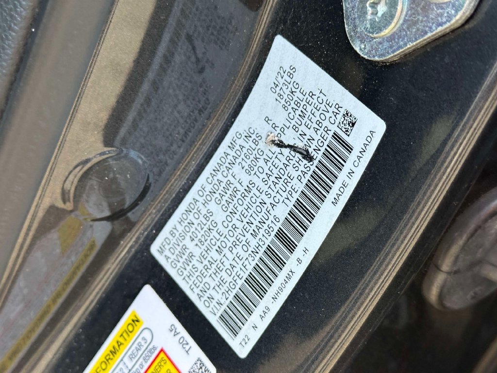Certified 2022 Honda Civic EX image 31
