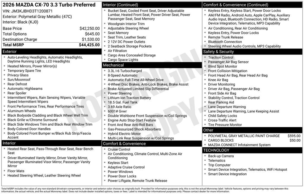 New 2026 MAZDA CX-70 3.3 Turbo w/ Preferred Package image 4